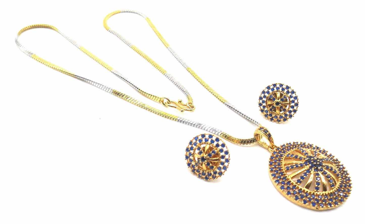 Jewelshingar Jewellery Blue Colour Pendant Set For Women ( 56170PSD )