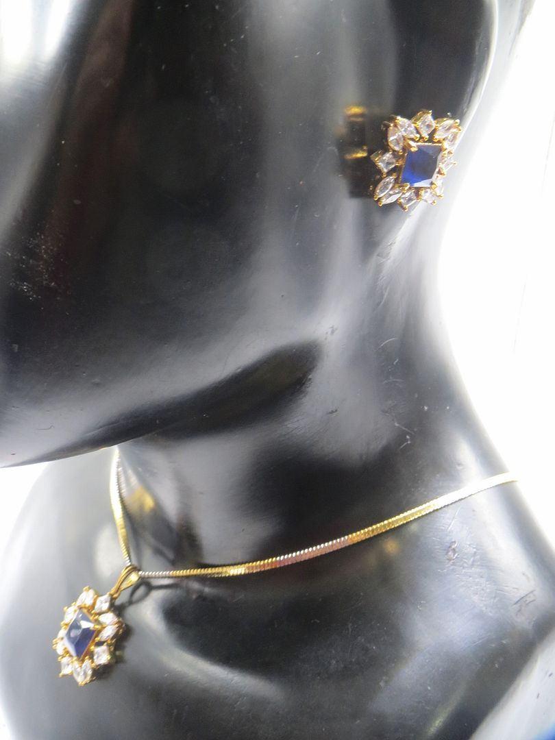 Jewelshingar Jewellery Blue Colour Pendant Set For Women ( 56174PSD )