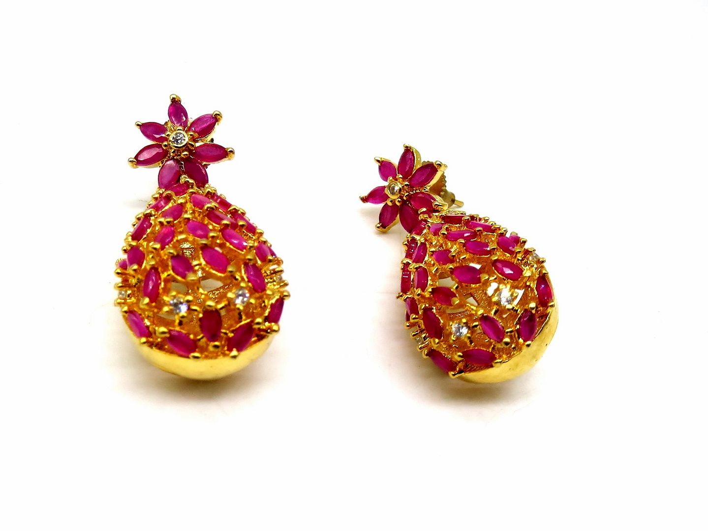 Jewelshingar Jewellery Gold Plated Red Colour Earrings For Women ( 56217EAD )