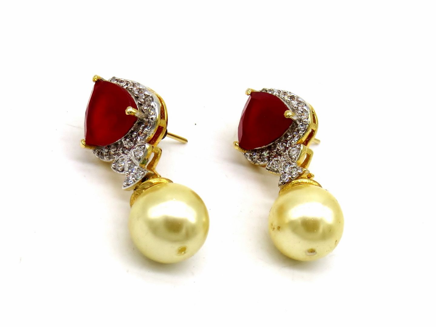 Jewelshingar Jewellery Gold Silver Plated Red Colour Earrings For Women ( 56233EAD )