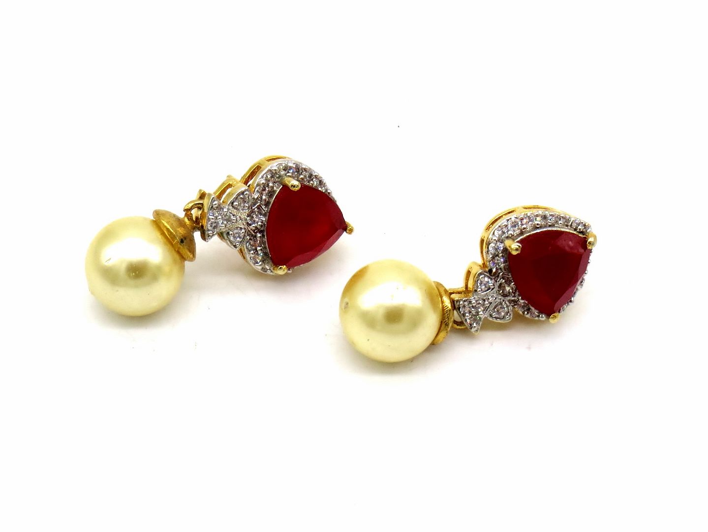 Jewelshingar Jewellery Gold Silver Plated Red Colour Earrings For Women ( 56233EAD )