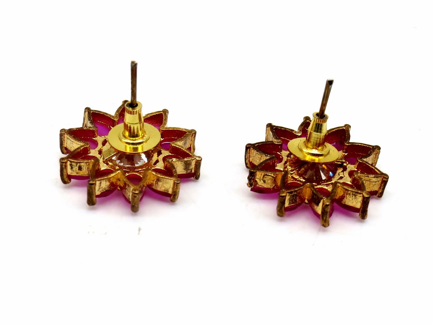 Jewelshingar Jewellery Gold Silver Plated Red Colour Earrings For Women ( 56253GJT )