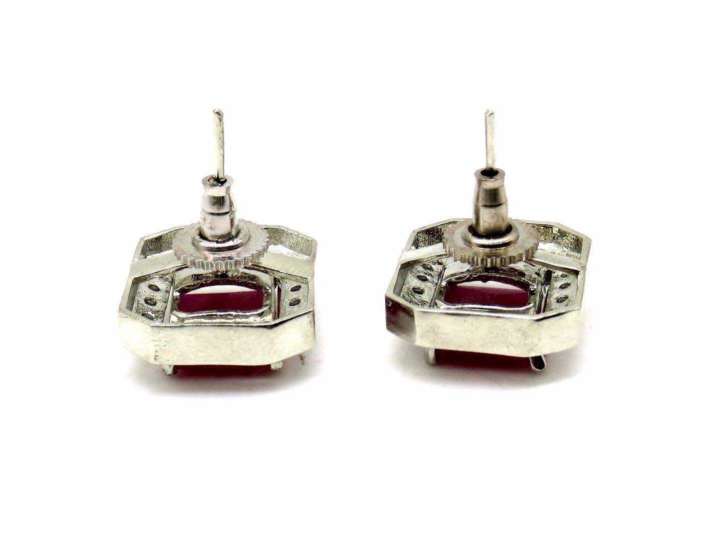 Jewelshingar Jewellery Silver Plated Red Colour Earrings For Women ( 56257GJT )
