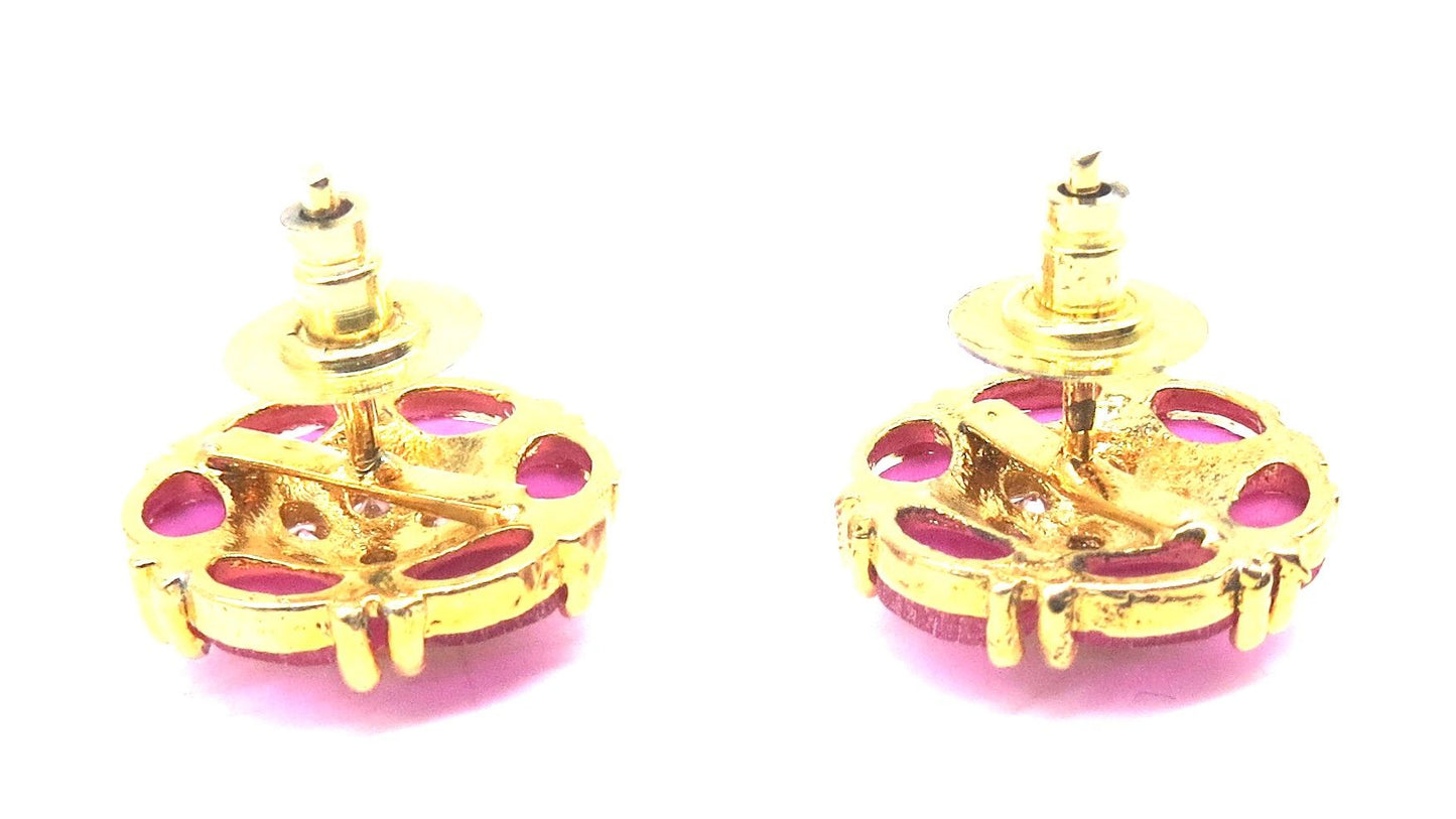 Jewelshingar Jewellery Gold Silver Plated Red Colour Earrings For Women ( 56346GJT )