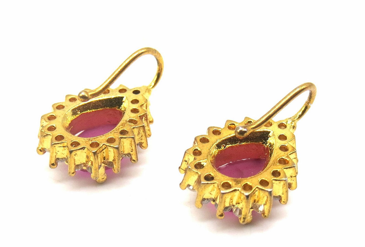 Jewelshingar Jewellery Gold Silver Plated Red Colour Earrings For Women ( 56383EAL )