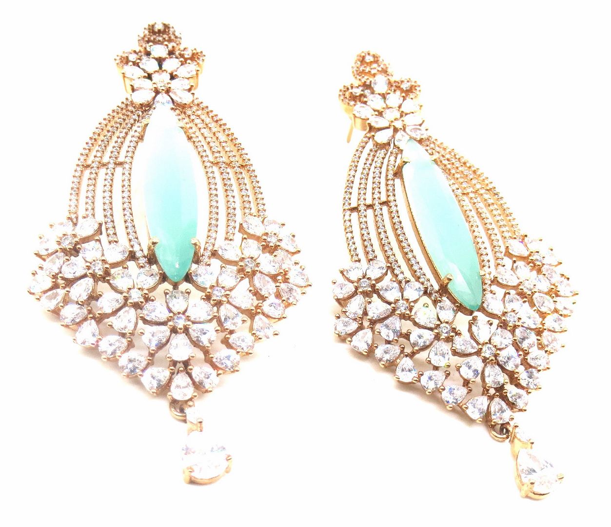 Jewelshingar Jewellery Gold Plated Green Colour Earrings For Women ( 56395EAD )