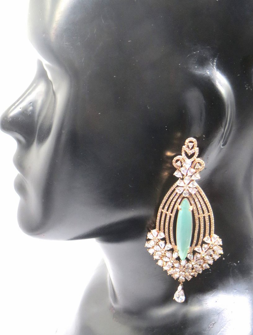 Jewelshingar Jewellery Gold Plated Green Colour Earrings For Women ( 56395EAD )