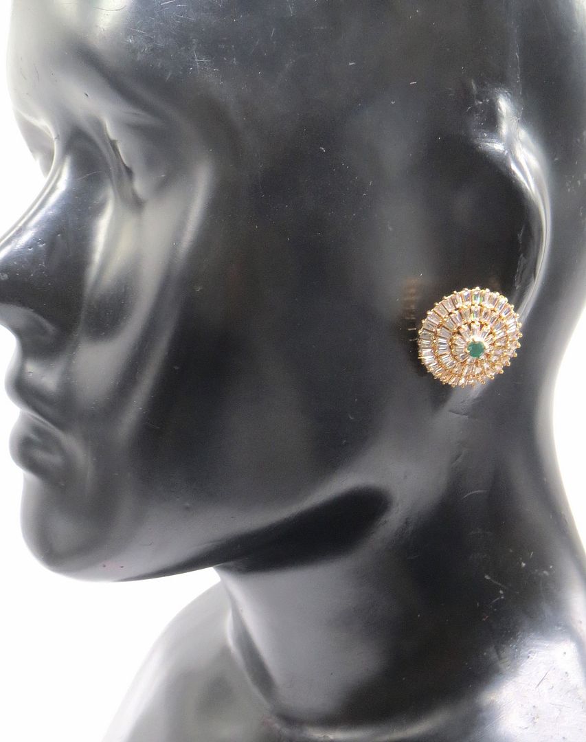 Jewelshingar Jewellery Gold Silver Plated Green Colour Earrings For Women ( 56415GJT )