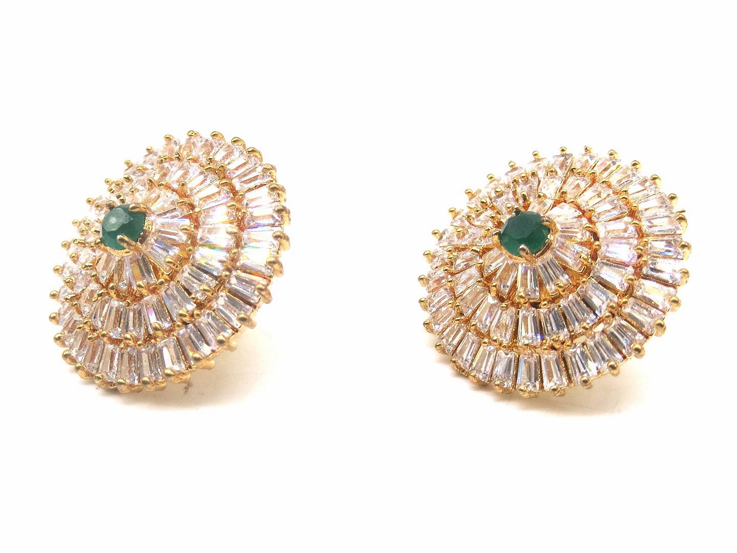 Jewelshingar Jewellery Gold Silver Plated Green Colour Earrings For Women ( 56415GJT )