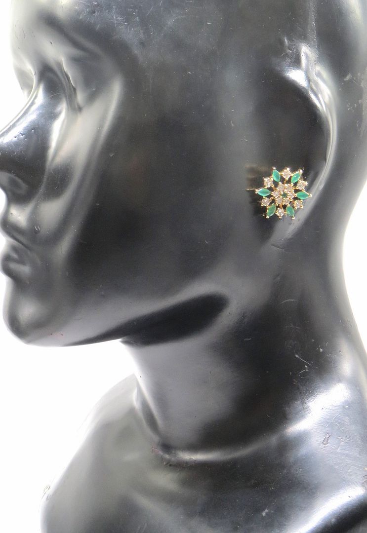 Jewelshingar Jewellery Gold Silver Plated Green Colour Earrings For Women ( 56431GJT )