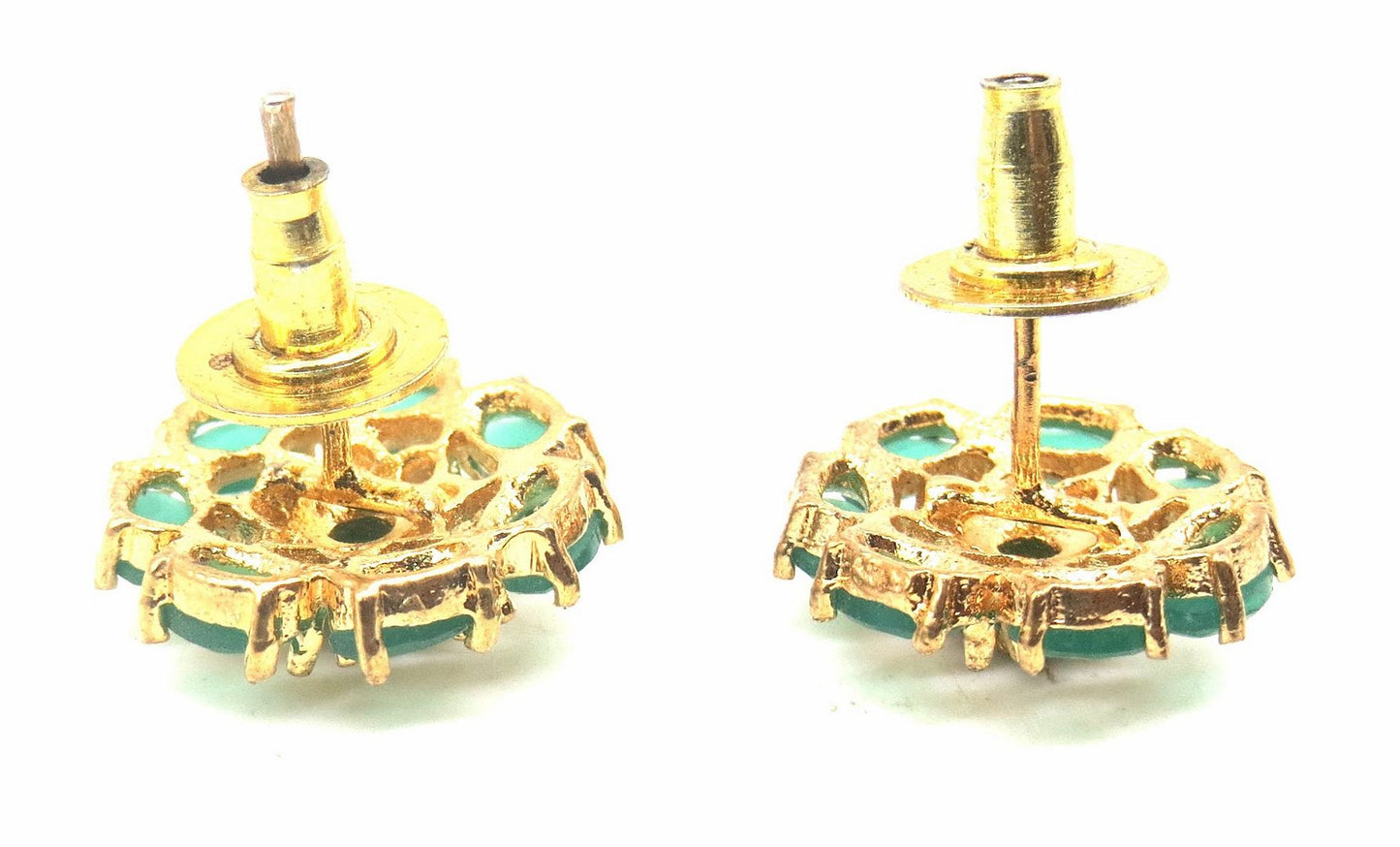 Jewelshingar Jewellery Gold Silver Plated Green Colour Earrings For Women ( 56455GJT )