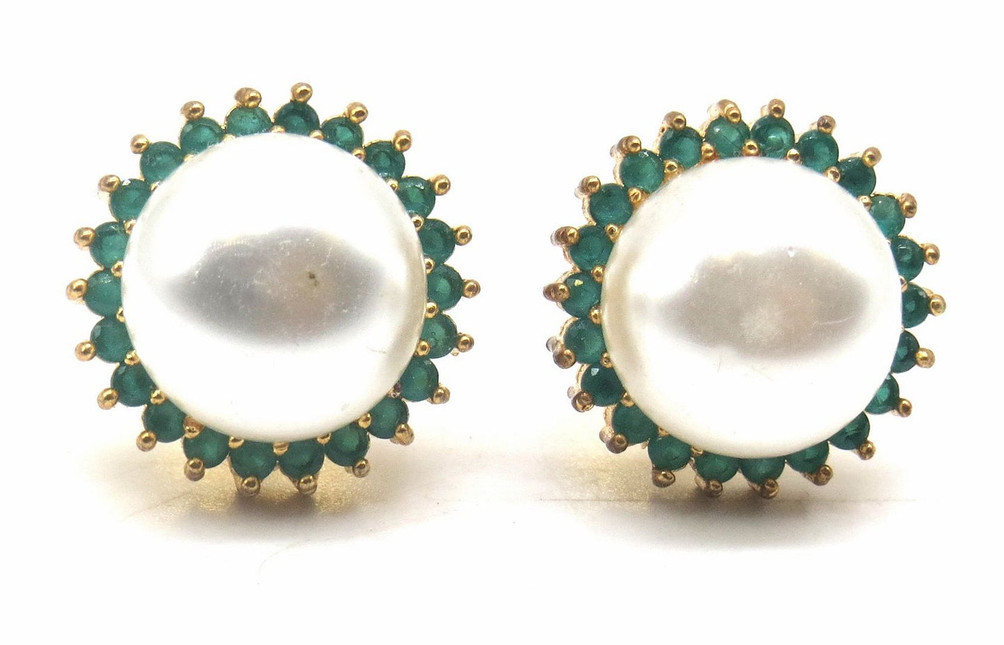 Jewelshingar Jewellery Gold Silver Plated Green Colour Earrings For Women ( 56463GJT )