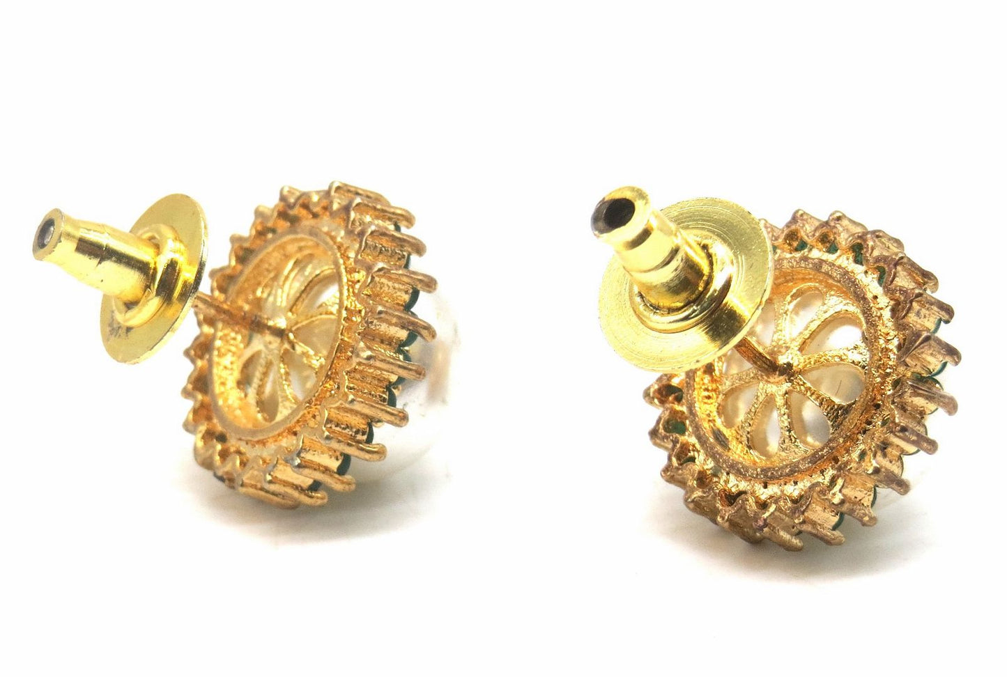 Jewelshingar Jewellery Gold Silver Plated Green Colour Earrings For Women ( 56463GJT )