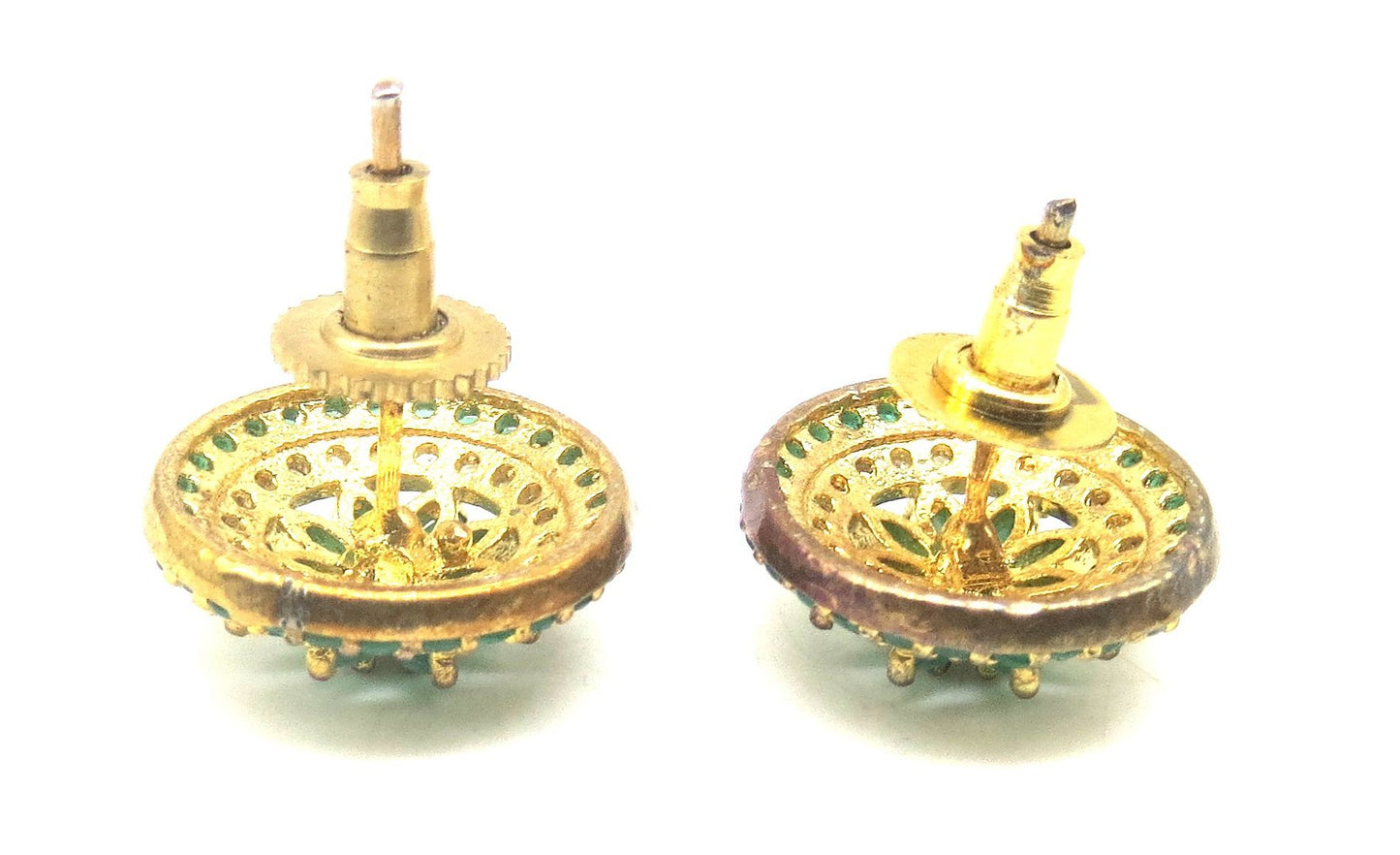 Jewelshingar Jewellery Gold Silver Plated Green Colour Earrings For Women ( 56472GJT )