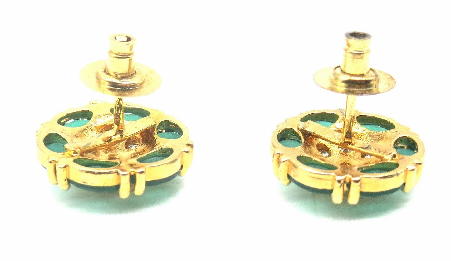 Jewelshingar Jewellery Gold Silver Plated Green Colour Earrings For Women ( 56479GJT )