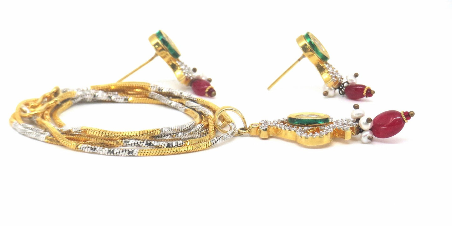 Jewelshingar Jewellery Gold Plated Pendant Sets For Women ( 56641ACP )
