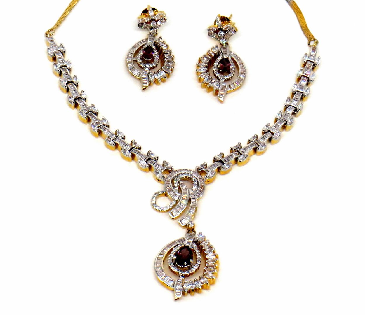 Jewelshingar Jewellery Silver Gold Plated Necklaces For Women ( 56974NAD )