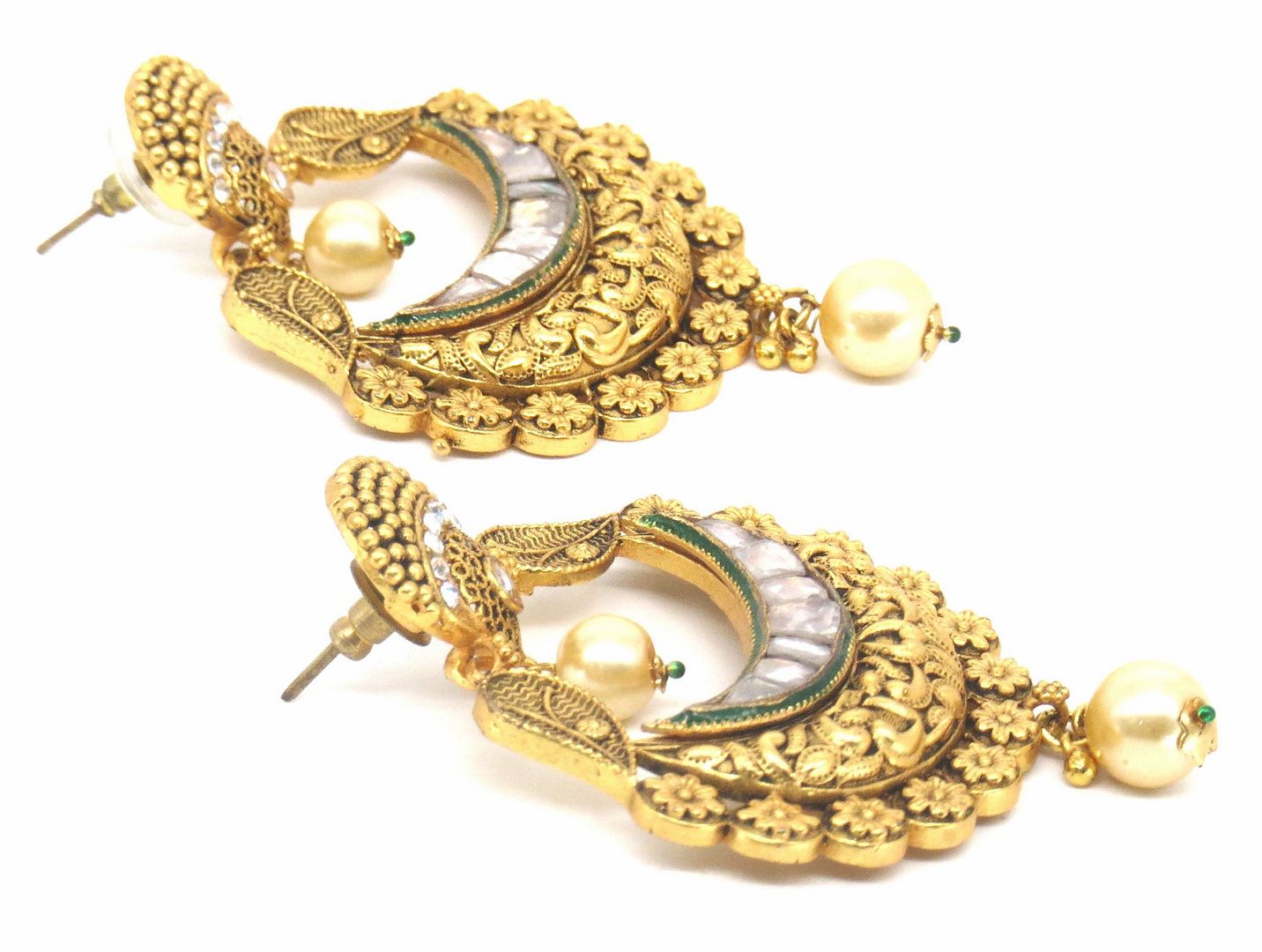 Jewelshingar Jewellery Gold Plated Clear Colour Earrings For Women ( 57073PED )