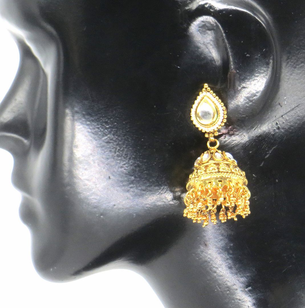 Jewelshingar Jewellery Gold Plated Clear Colour Earrings For Women ( 57087PEJ )
