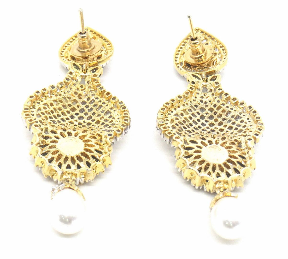 Jewelshingar Jewellery Silver Gold Plated Blue Colour Earrings For Women ( 57138EAD )