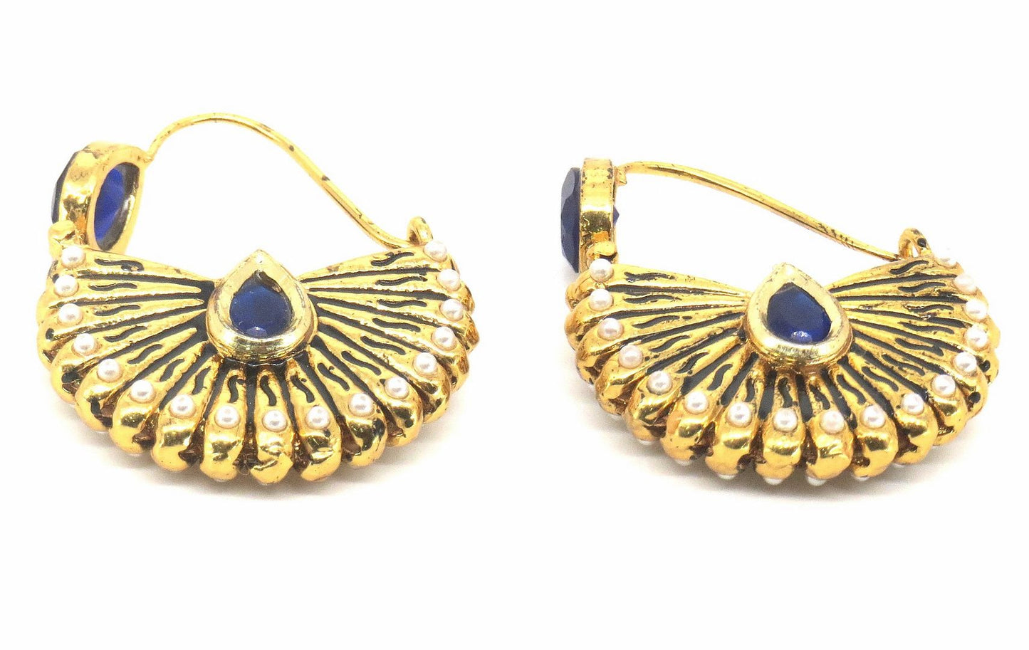 Jewelshingar Jewellery Gold Plated Blue Colour Earrings For Women ( 57143PEB )