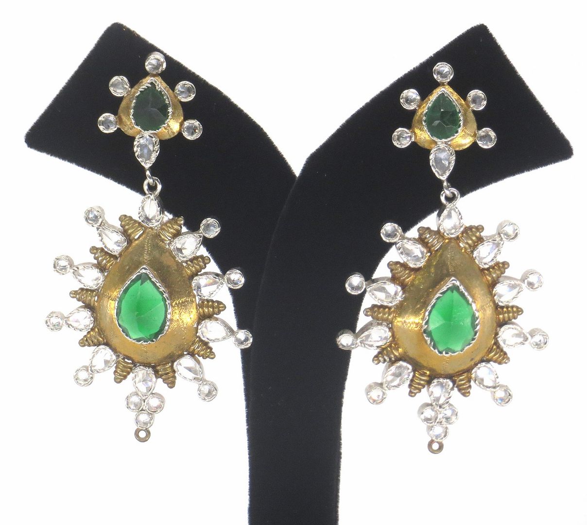 Jewelshingar Jewellery Silver Plated Green Colour Earrings For Women ( 57172EAD )