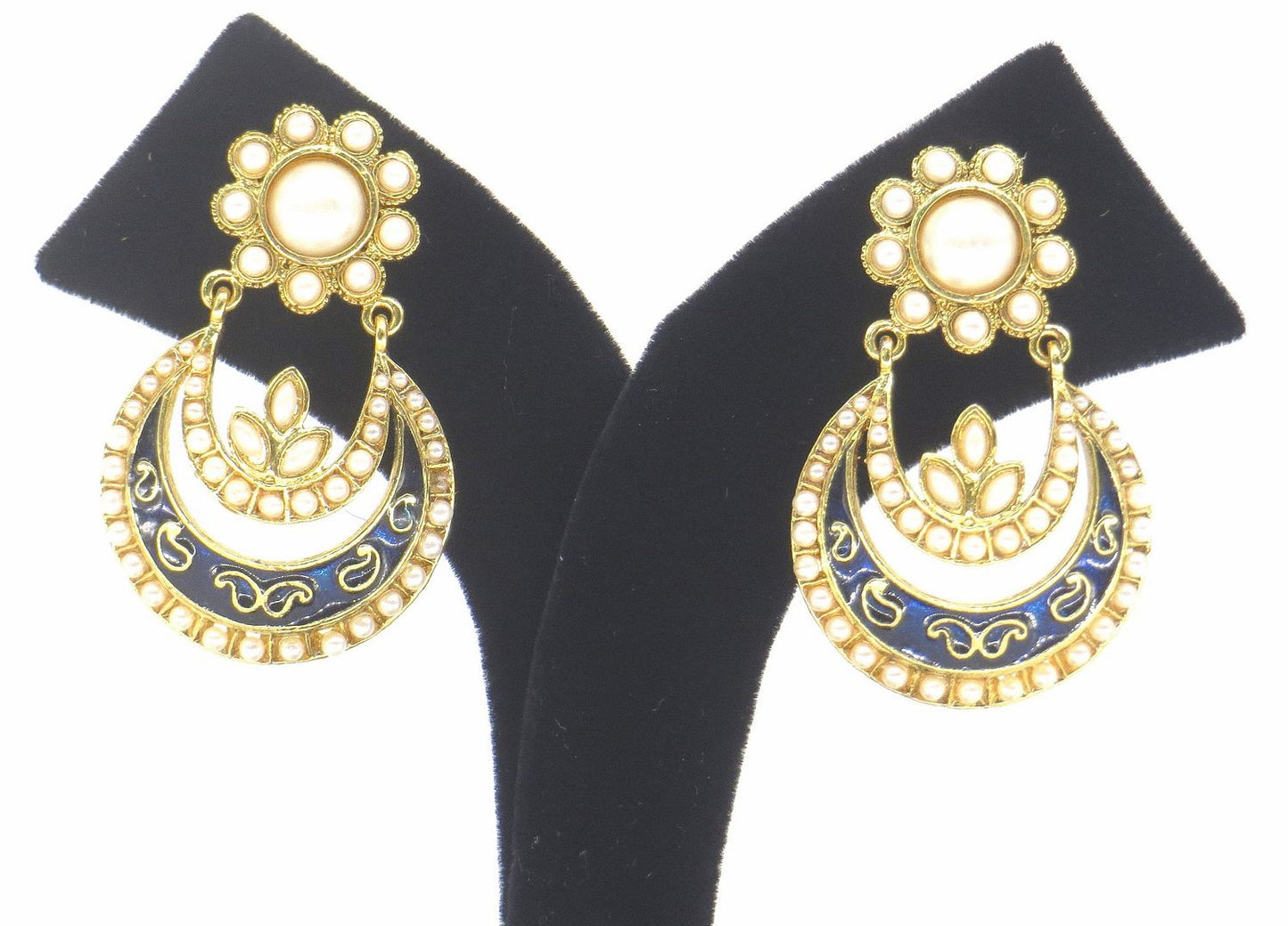 Jewelshingar Jewellery Gold Plated Blue Colour Earrings For Women ( 57181PED )