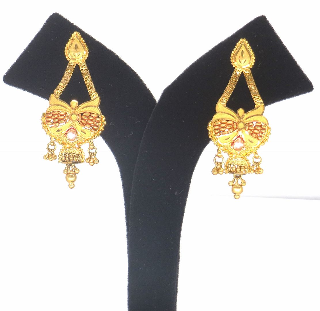 Jewelshingar Jewellery Gold Plated Pink Colour Earrings For Women ( 57228PED )