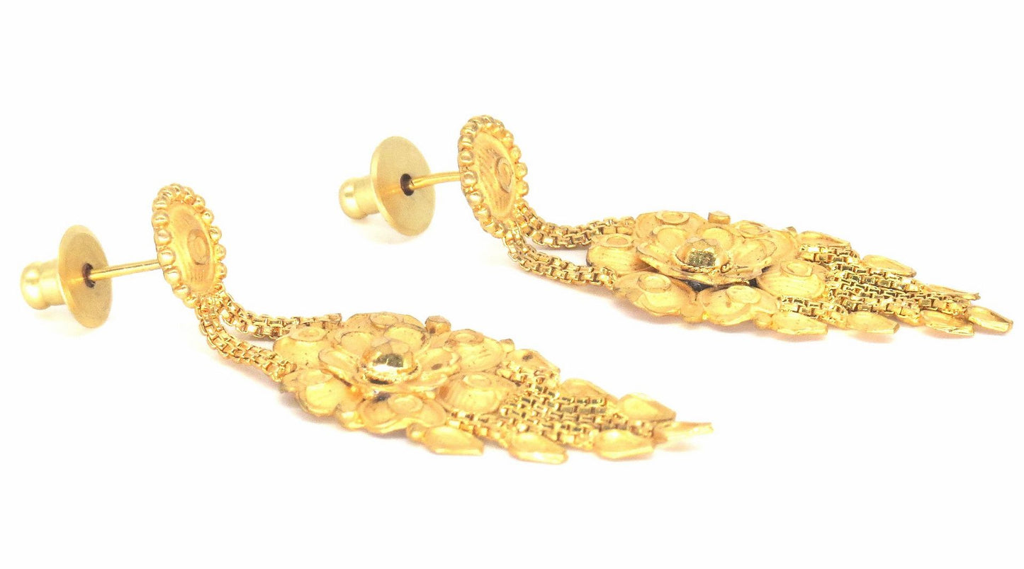 Jewelshingar Jewellery Gold Plated Gold Colour Earrings For Women ( 57246PED )