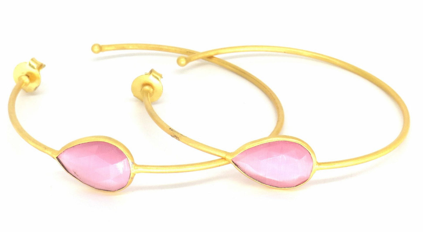 Jewelshingar Jewellery Gold Plated Pink Colour Earrings For Women ( 57297URB )