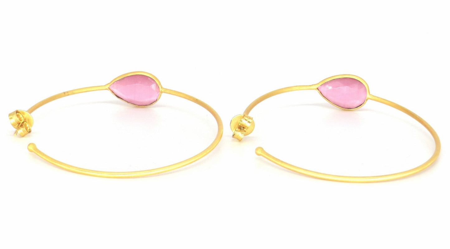 Jewelshingar Jewellery Gold Plated Pink Colour Earrings For Women ( 57297URB )
