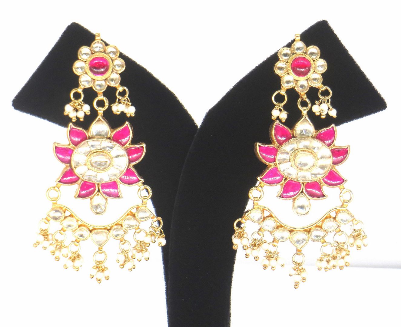 Jewelshingar Jewellery Gold Plated Pink Colour Earrings For Women ( 57345PKD )