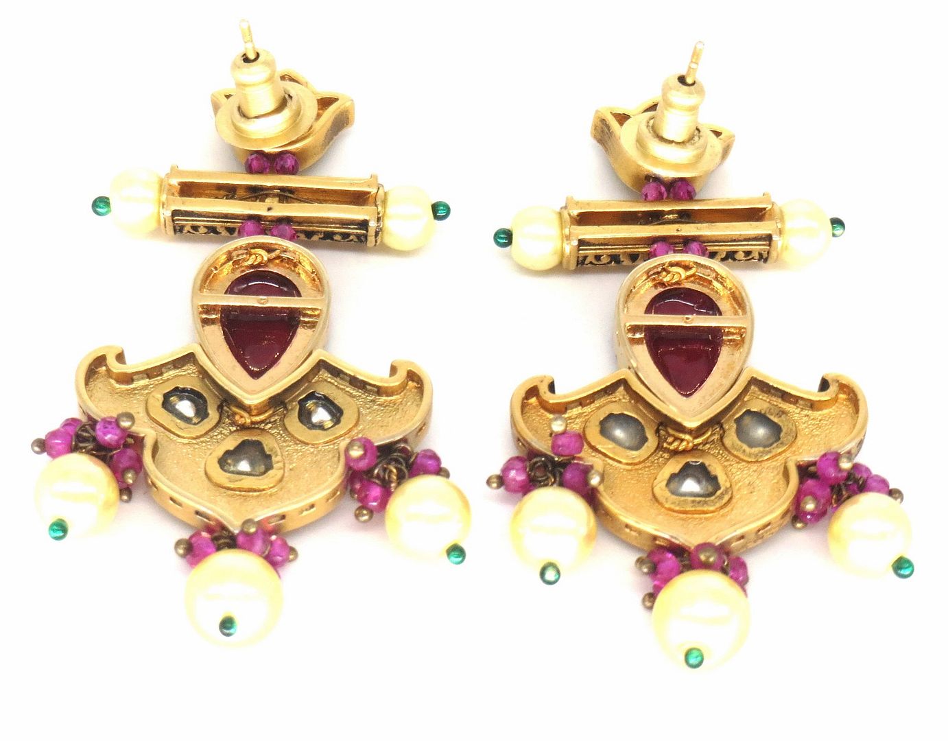 Jewelshingar Jewellery Gold Plated Pink Colour Earrings For Women ( 57353DCE )