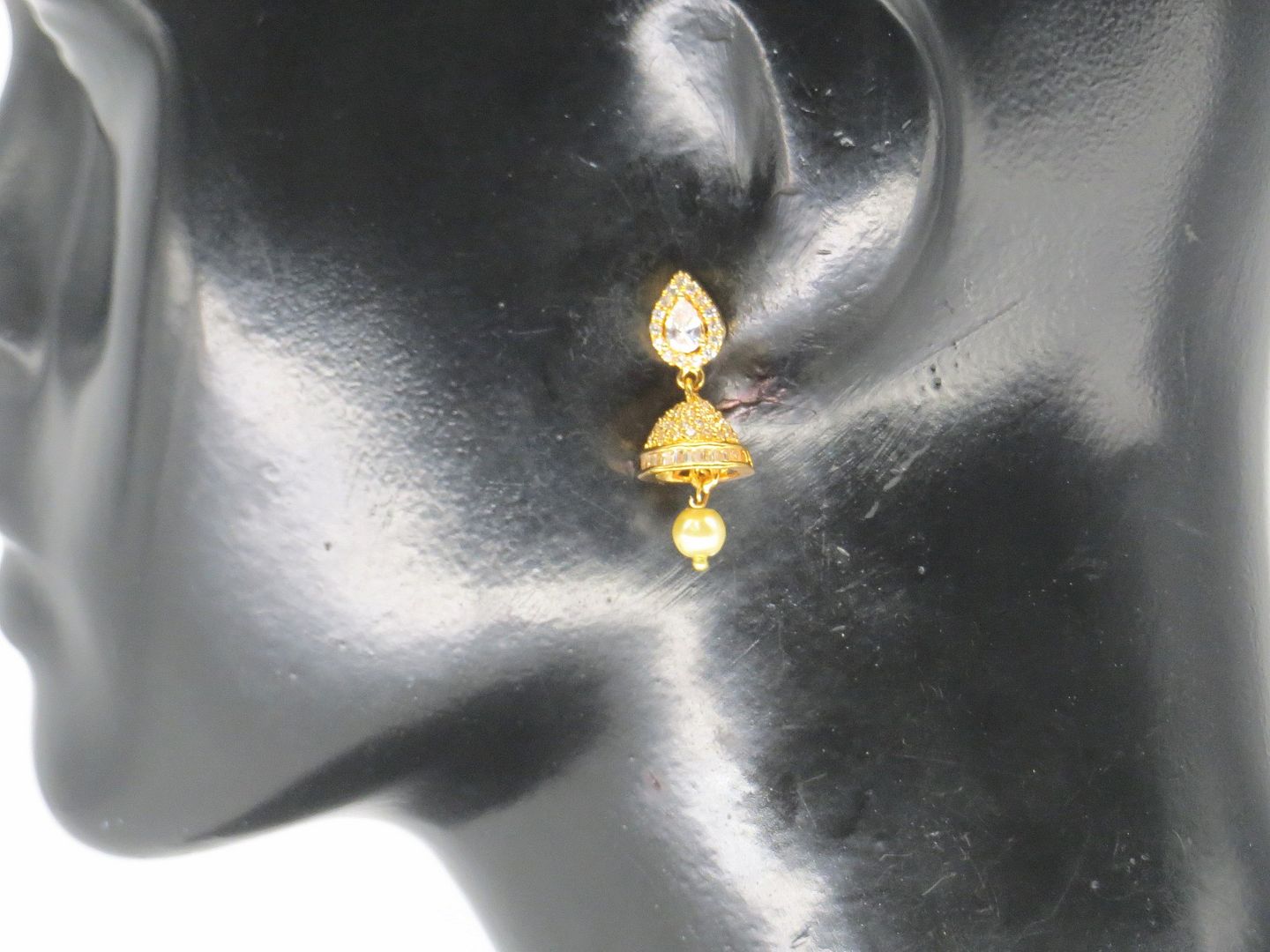 Jewelshingar Jewellery Gold Plated Clear Colour Earrings For Women ( 57448EAJ )