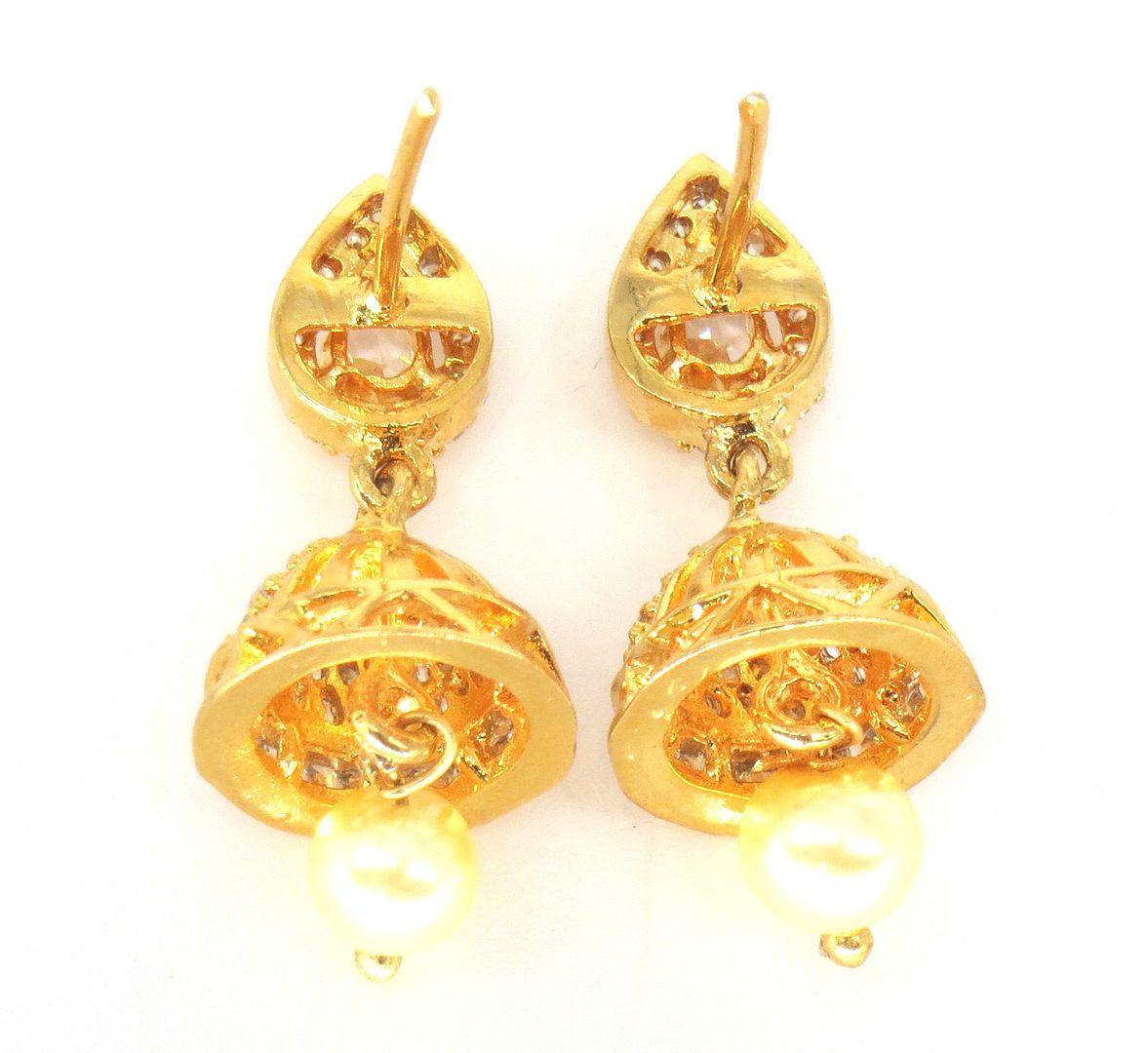 Jewelshingar Jewellery Gold Plated Clear Colour Earrings For Women ( 57448EAJ )