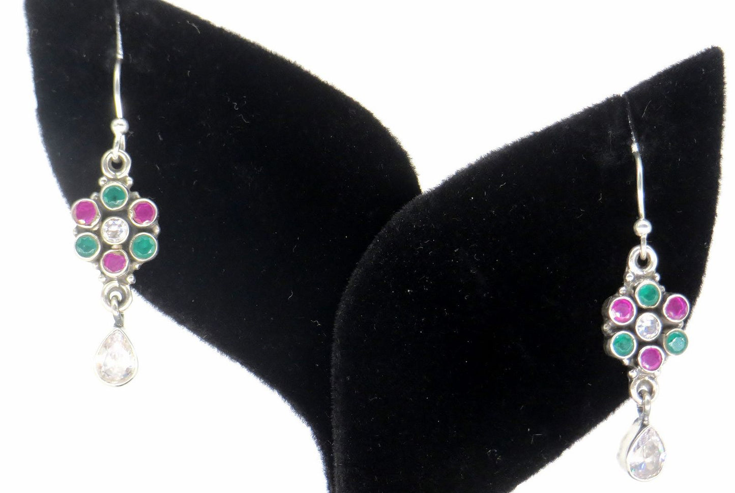 Jewelshingar Jewellery 925 Sterling Silver Plated Multi Colour Earrings For Women ( 57587SSL )