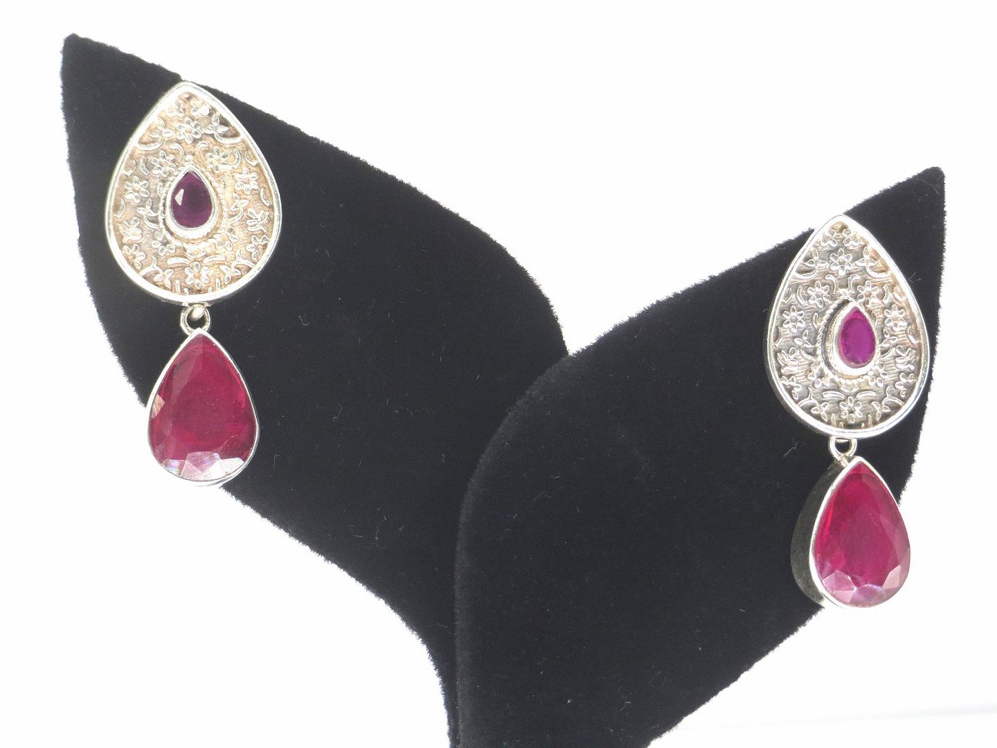 Jewelshingar Jewellery 925 Sterling Silver Plated Pink Colour Earrings For Women ( 57642SSE )