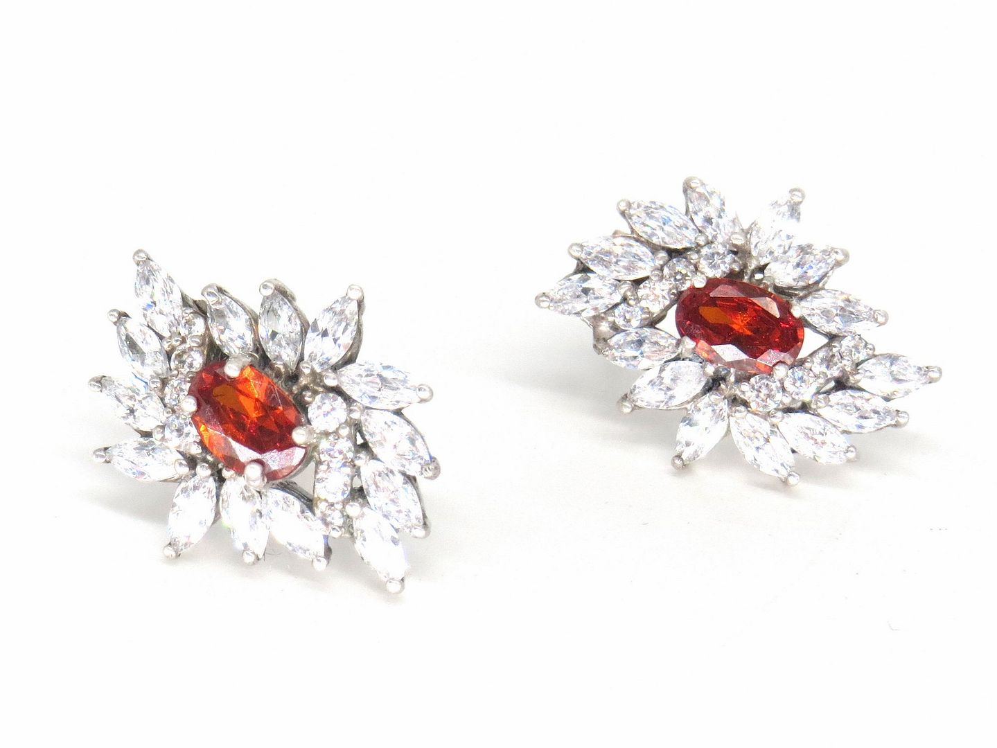 Jewelshingar Jewellery 925 Sterling Silver Plated Orange Colour Earrings For Women ( 57709SST )