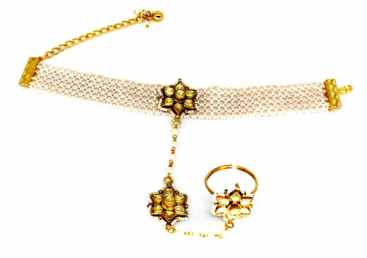 Jewelshingar Jewellery Gold Plated Hathphool For Women ( 57956CBH )