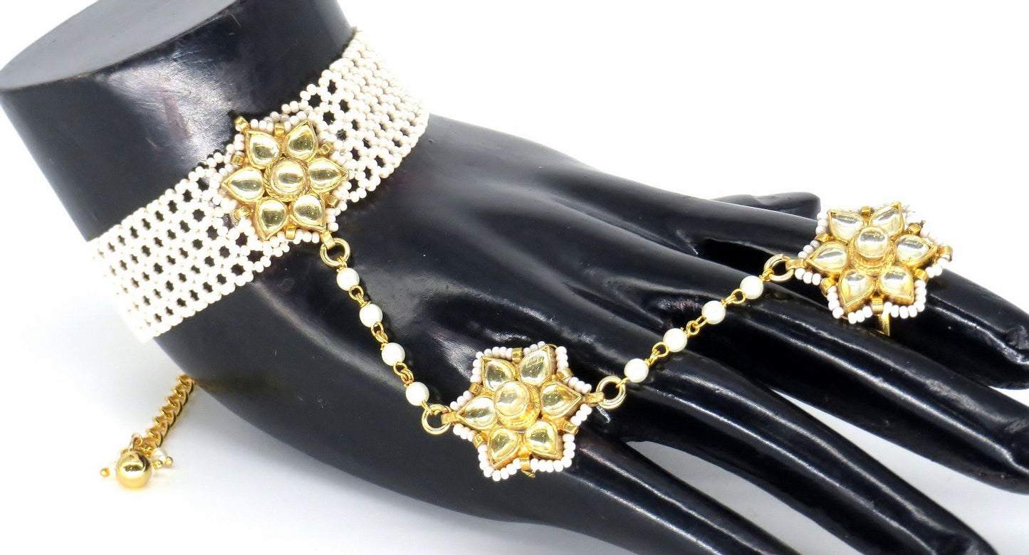 Jewelshingar Jewellery Gold Plated Hathphool For Women ( 57956CBH )