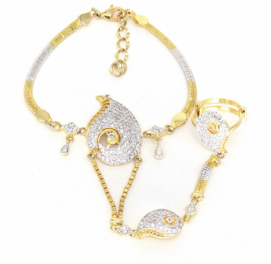 Jewelshingar Jewellery Gold Plated Hathphool For Women ( 57962CBH )