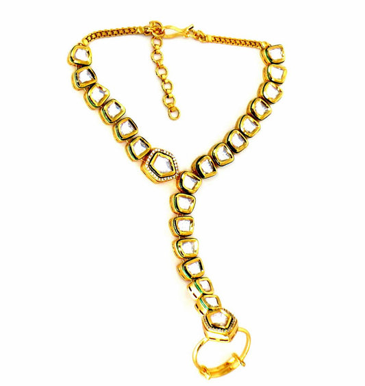 Jewelshingar Jewellery Gold Plated Hathphool For Women ( 57979CBH )