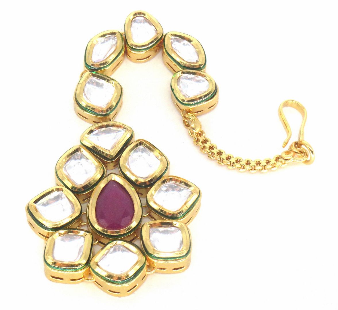 Jewelshingar Jewellery Gold Plated Kundan Maangtikka For Women ( 58028MTK )