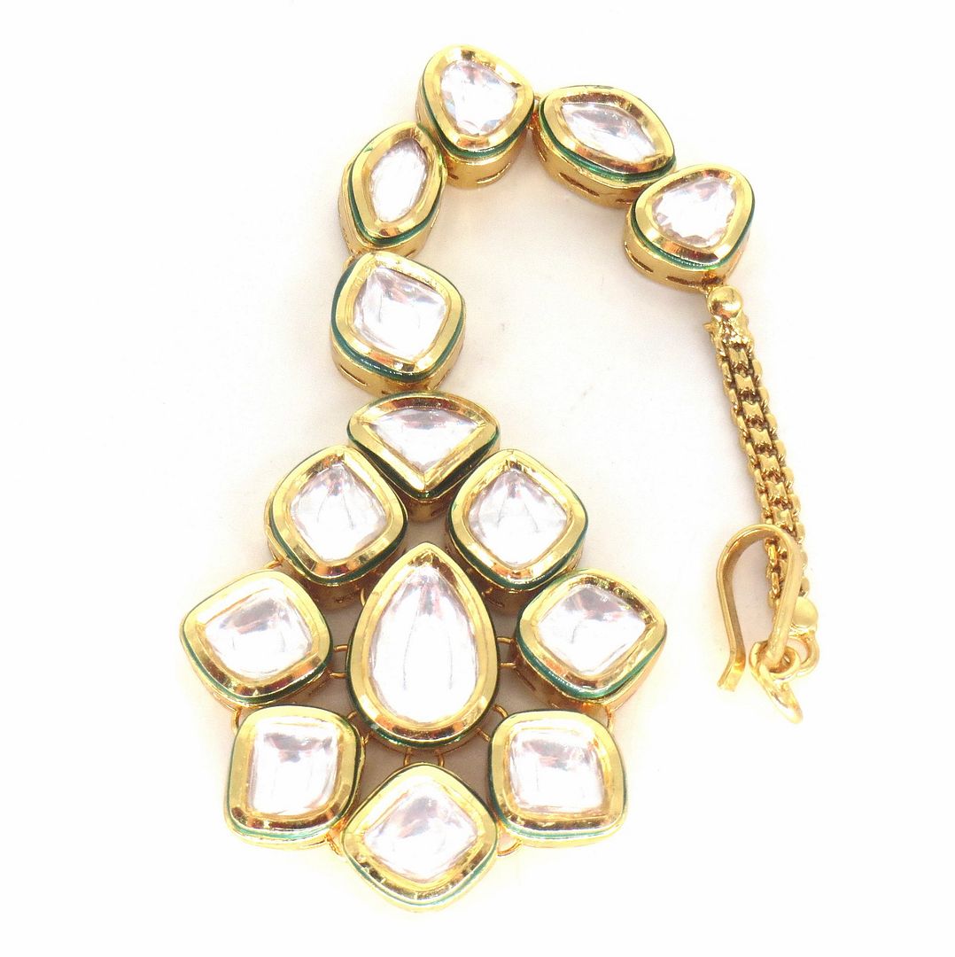 Jewelshingar Jewellery Gold Plated Kundan Maangtikka For Women ( 58041MTK )