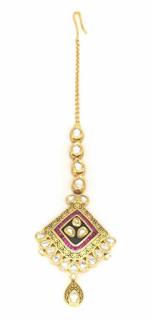 Jewelshingar Jewellery Gold Plated Kundan Maangtikka For Women ( 58047MTK )