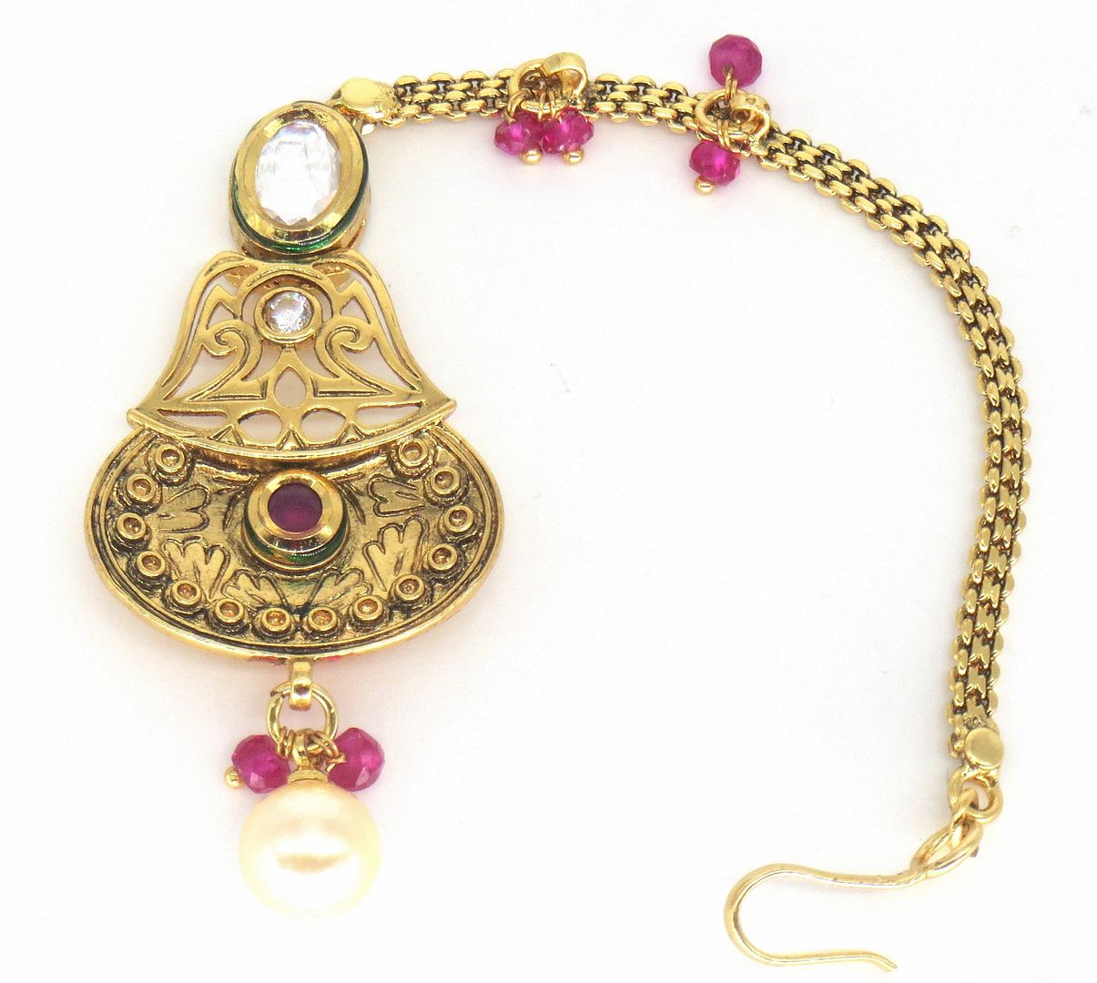 Jewelshingar Jewellery Gold Plated Kundan Maangtikka For Women ( 58069MTK )