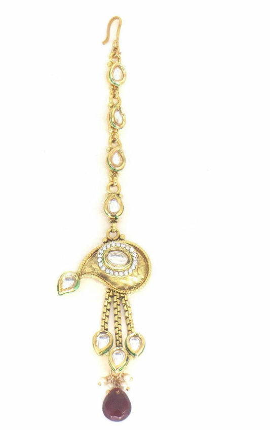 Jewelshingar Jewellery Gold Plated Kundan Maangtikka For Women ( 58088MTK )