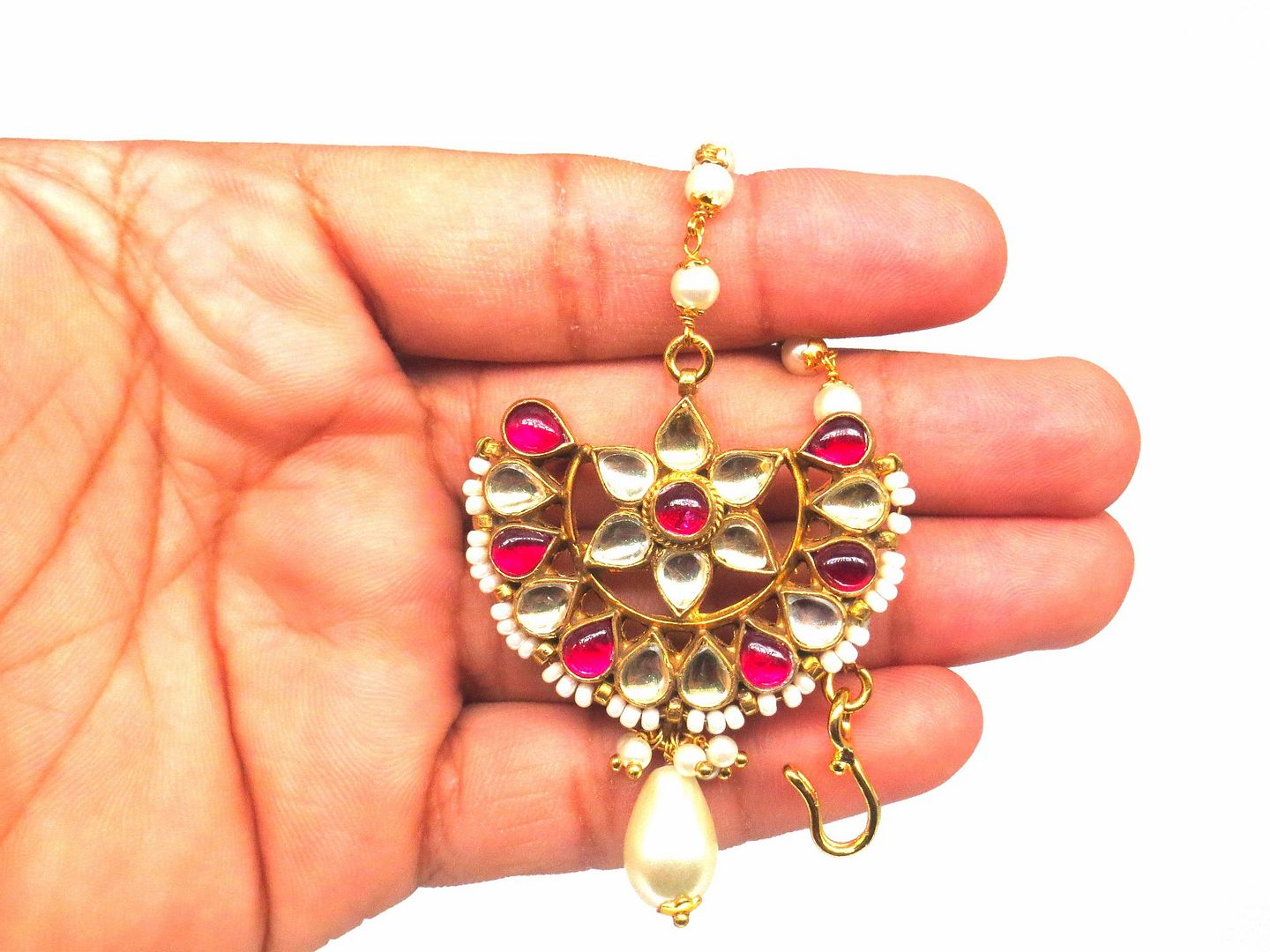 Jewelshingar Jewellery Gold Plated Kundan Maangtikka For Women ( 58259MTK )