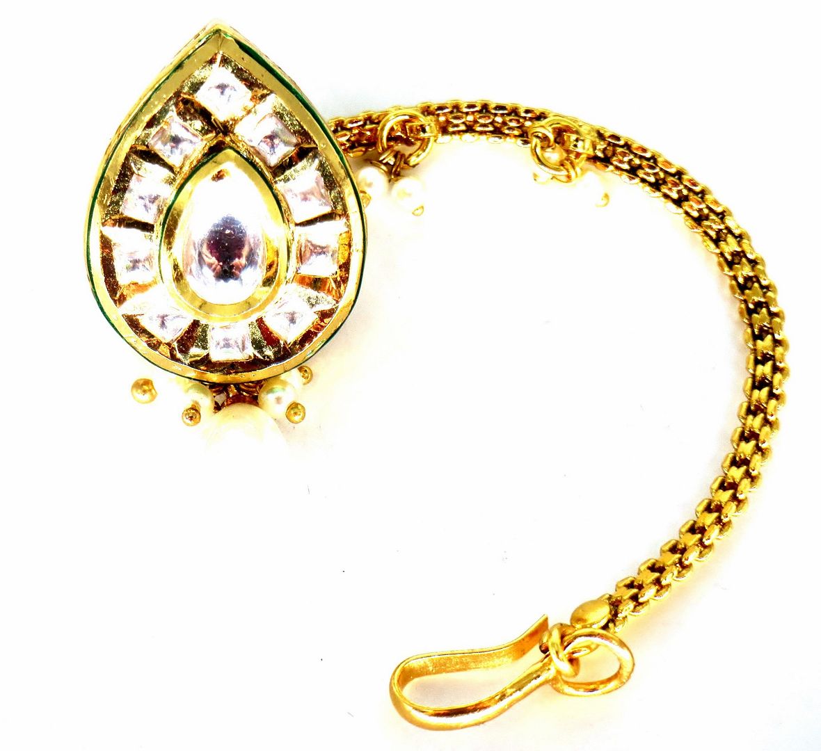 Jewelshingar Jewellery Gold Plated Kundan     borla For Women ( 58304BTK )