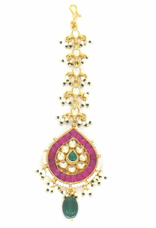 Jewelshingar Jewellery Gold Plated Kundan Maangtikka For Women ( 58311MTK )